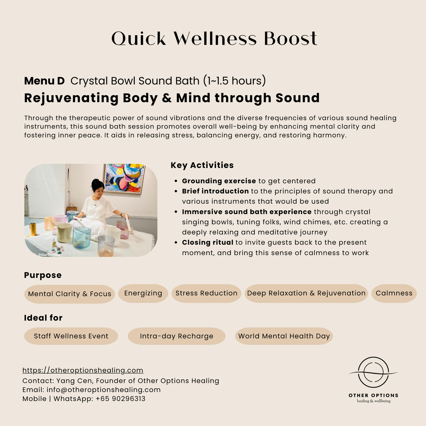 Menu D: Crystal Bowl Sound Bath (1~1.5 hours)