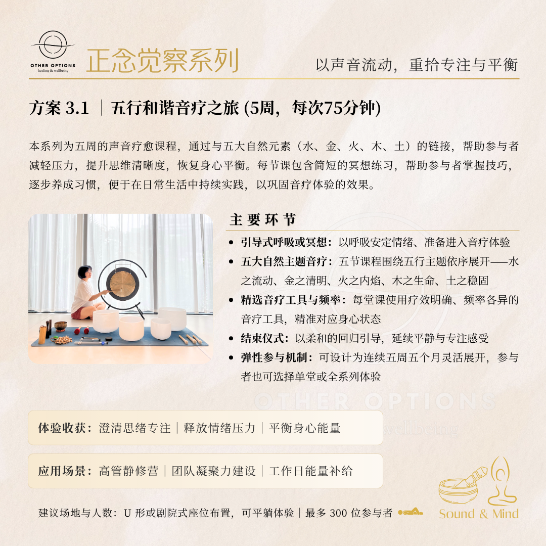 Menu 3.1 Five Elemental Harmony Sound Healing (5 x 75 min session)